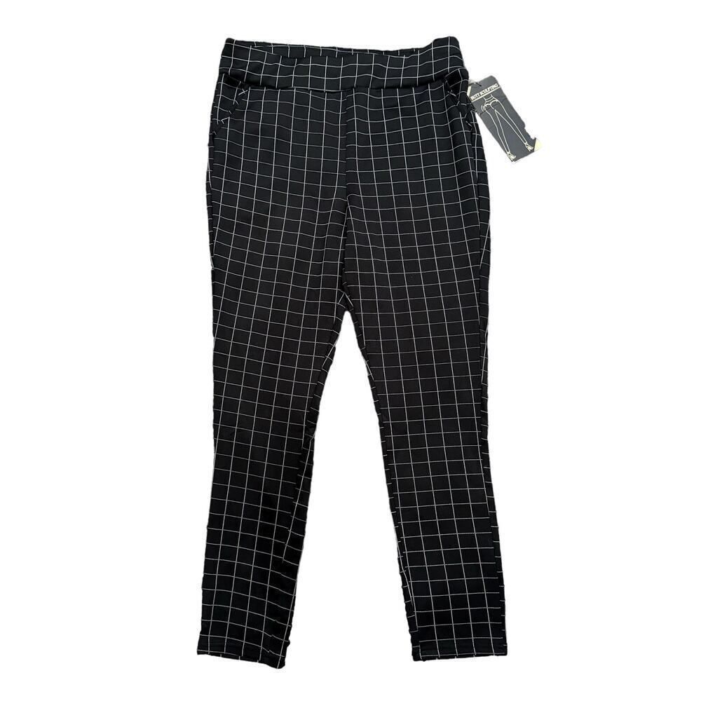 ShoSho Plaid Butt Lifting Fashion Leggings in Black, Size 2X